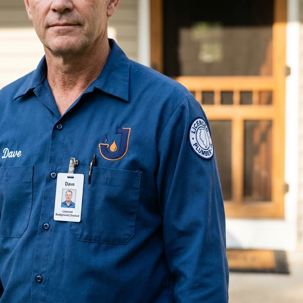 Licensed plumber showing ID badge in Logansport, LA