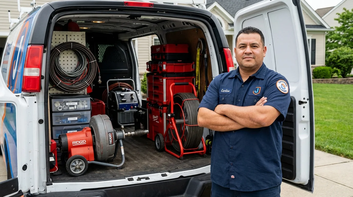 Professional drain cleaning equipment and Johns Plumbing LLC plumber in Logansport